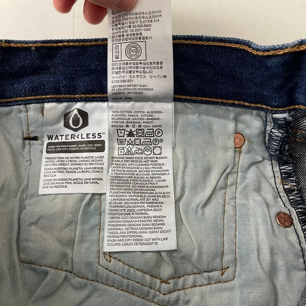 Levis 501 Jeans Mens 38x32 Blue Original Straight Button Fly Dark Wash Denim